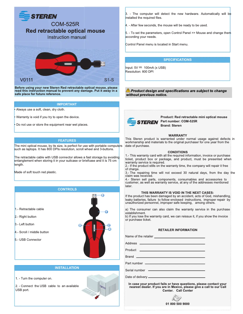 Page 1 de la notice Manuel utilisateur Steren COM-5711/S