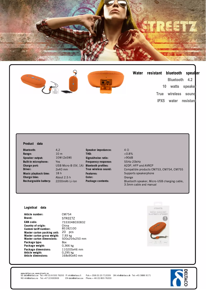 Page 1 de la notice Manuel utilisateur Deltaco CM754