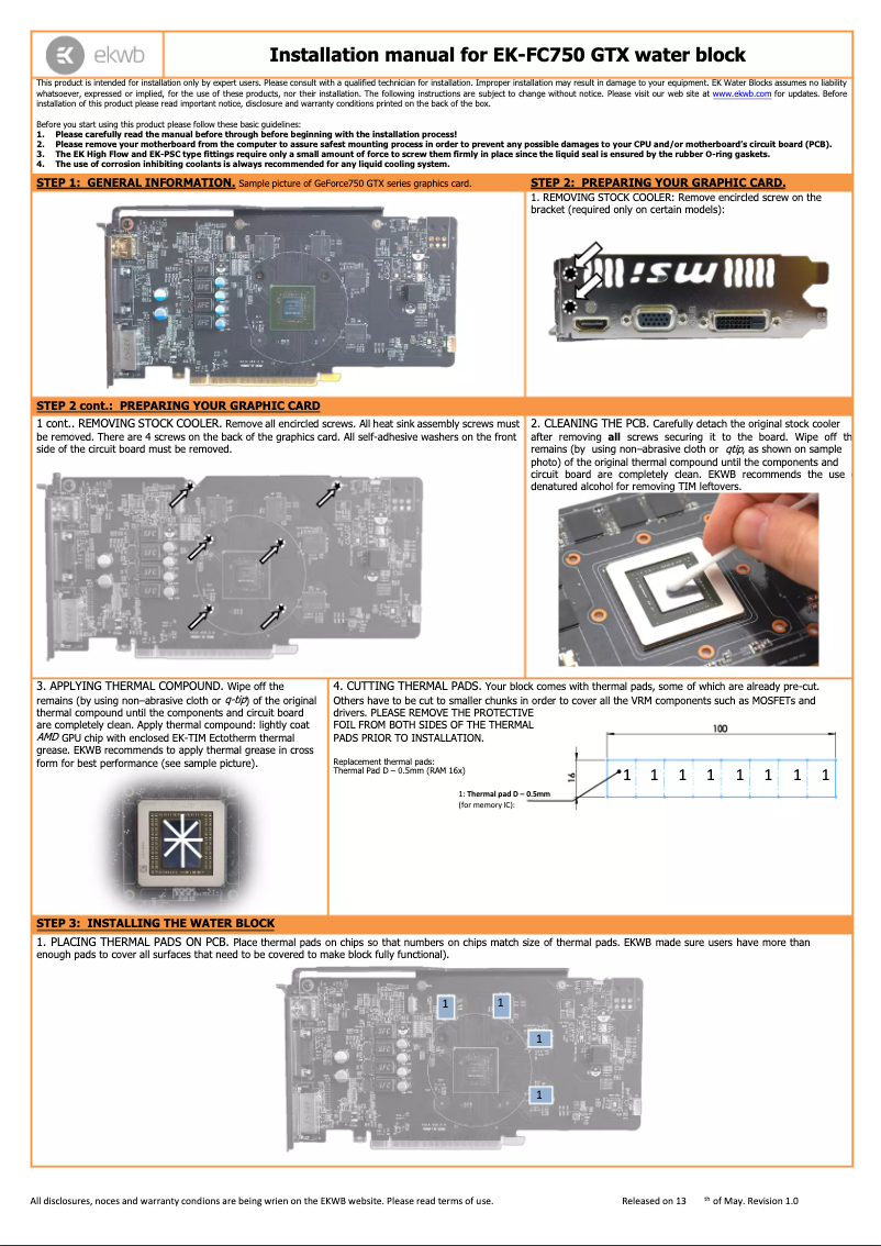 Page n°1 - Manuel utilisateur EK Water Blocks 3831109869130