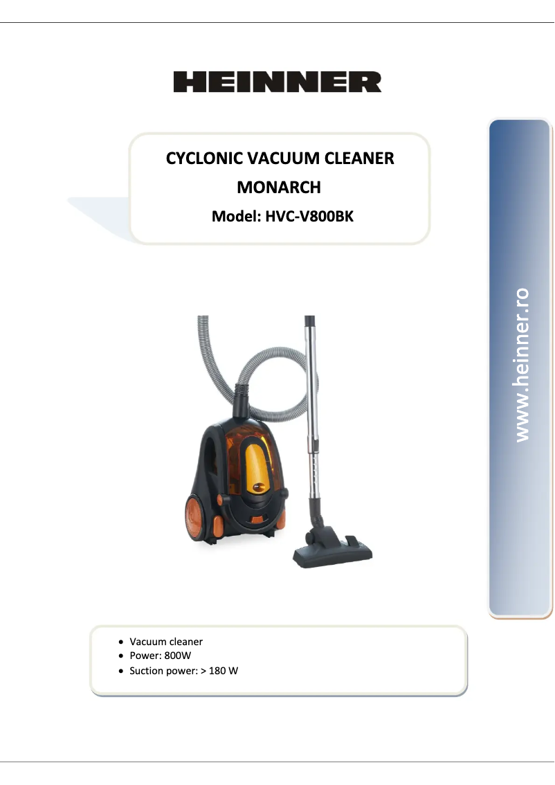 Page 1 de la notice Manuel utilisateur Heinner HVC-V800BK