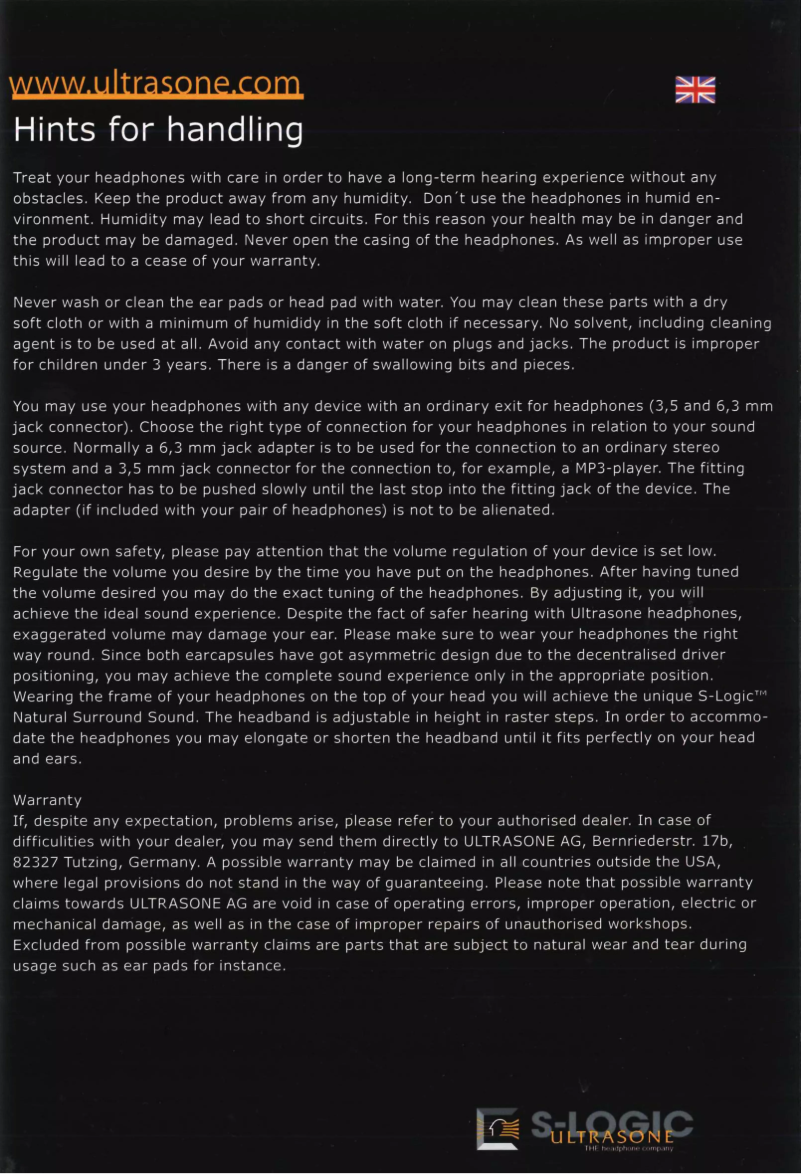 Page n°1 - Manuel utilisateur Ultrasone Performance 880