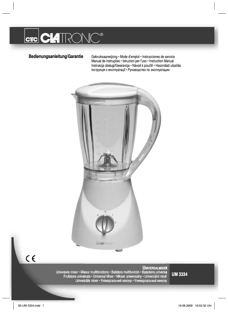 Page 1 de la notice Manuel utilisateur Clatronic UM 3334