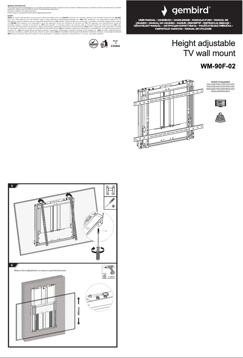 Página 1 del manual Manual de usuario Gembird WM-90F-02