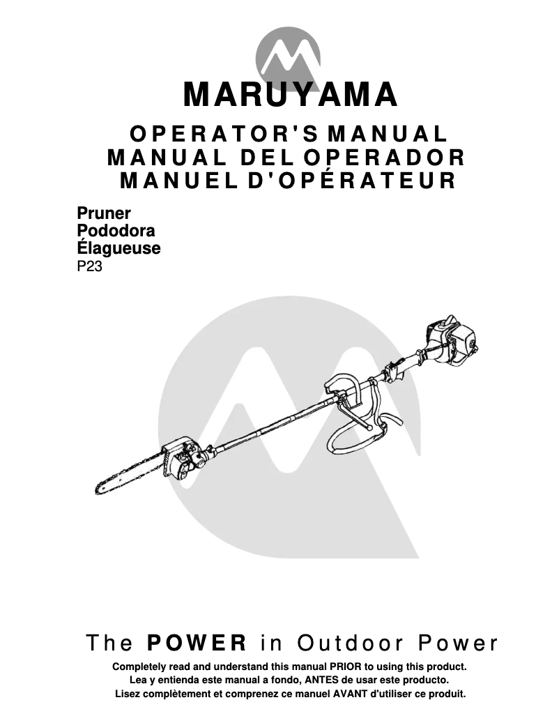 Image de la première page du manuel de l'appareil P23