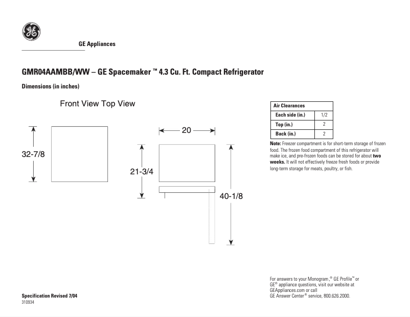 Image de la première page du manuel de l'appareil GMR04AAMBB
