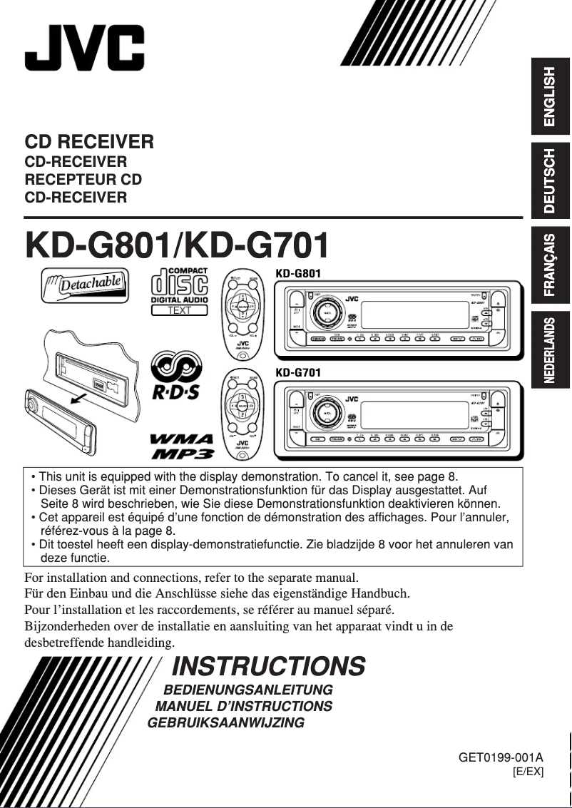 Image de la première page du manuel de l'appareil KD-G701
