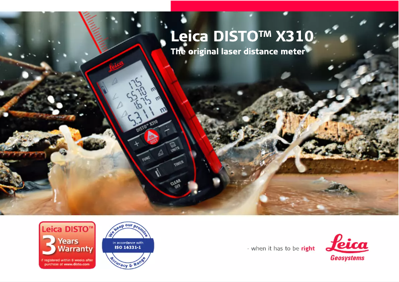 Page 1 de la notice Manuel utilisateur Leica DISTO X310