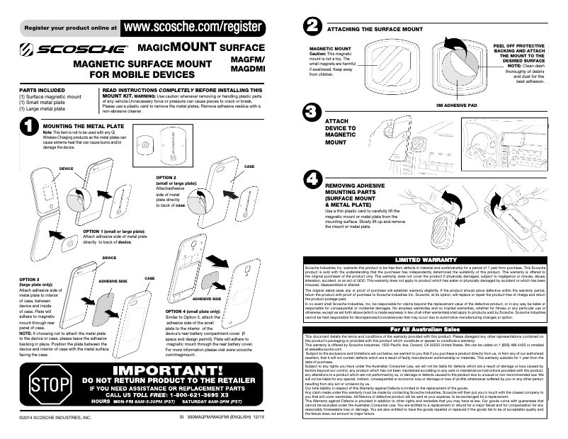 Image de la première page du manuel de l'appareil magicMOUNT surface