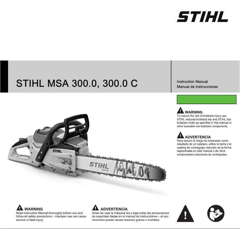 Page 1 de la notice Manuel utilisateur Stihl MSA 300 C