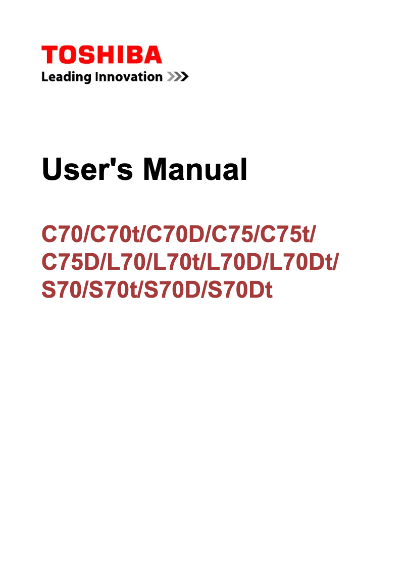 Page 1 de la notice Manuel utilisateur Toshiba Satellite L70D