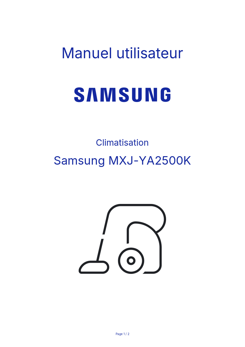 Page n°1 - Manuel utilisateur Samsung MXJ-YA2500K