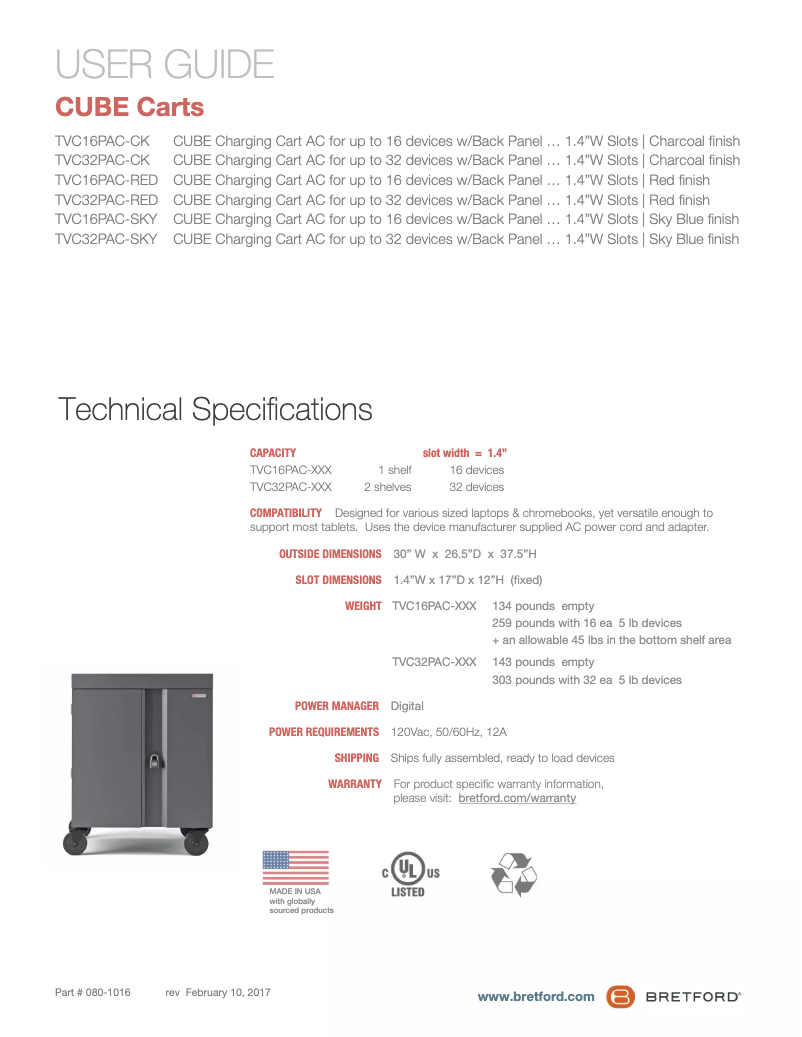Page n°1 - Manuel utilisateur Bretford TVC32PAC-CK