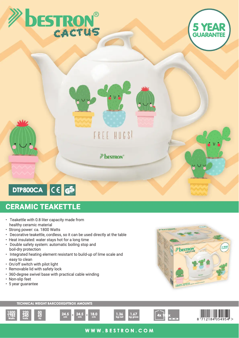 Page 1 de la notice Fiche technique Bestron DTP800CA