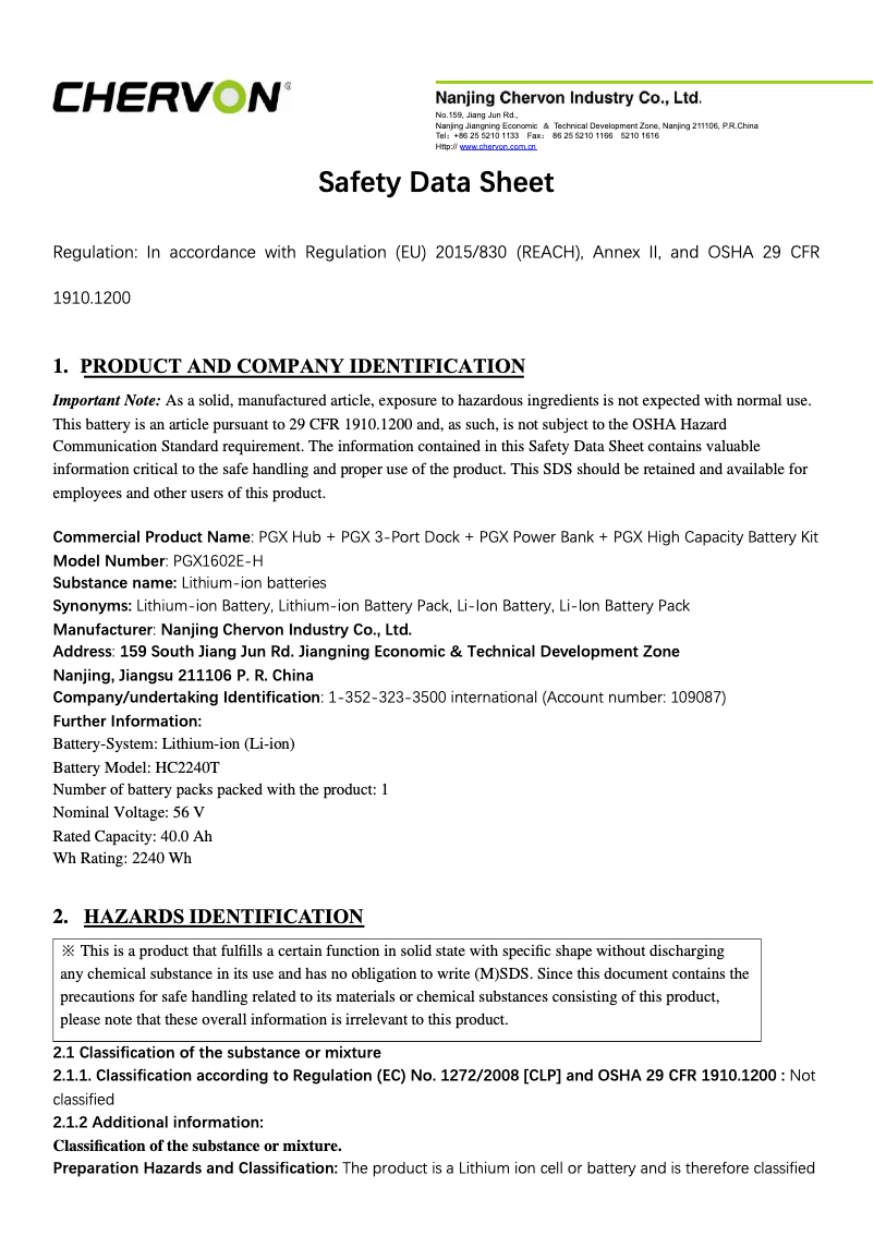 Page 1 de la notice Instructions de sécurité EGO PGX1602E-H
