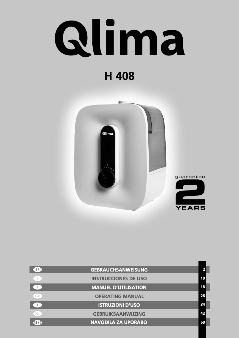 Page 1 de la notice Manuel utilisateur Qlima H408