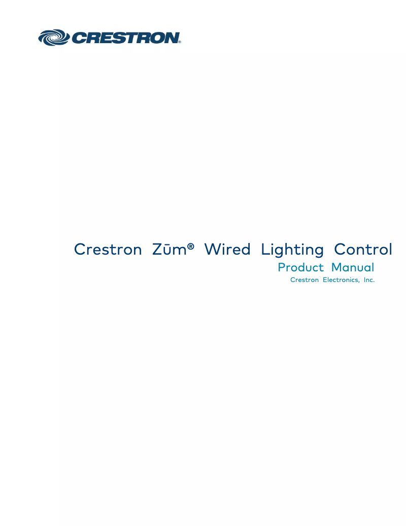 Page n°1 - Manuel utilisateur Crestron ZUMLINK-US-HALLWAY-DLS-RLY