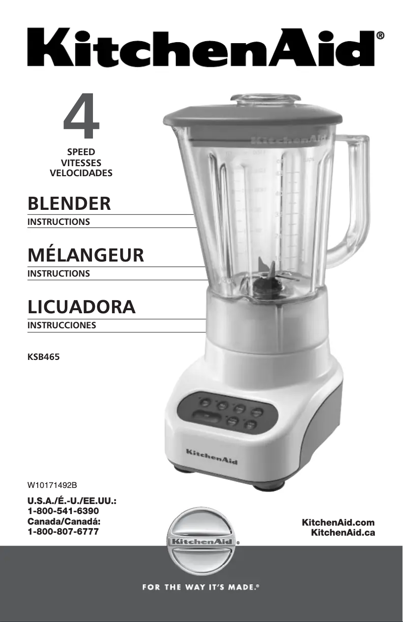 Page 1 de la notice Manuel utilisateur KitchenAid KSB465