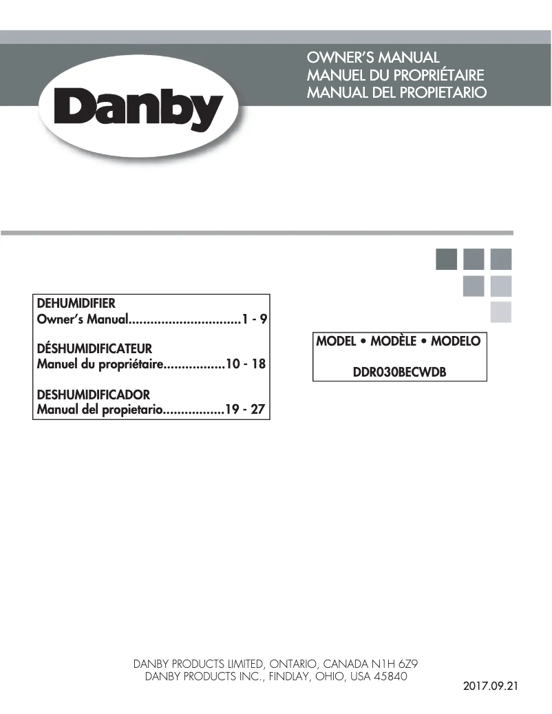 Page 1 de la notice Manuel utilisateur Danby DDR030BECWDB