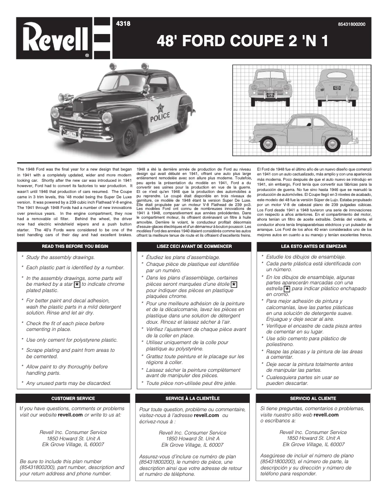 Page n°1 - Manuel utilisateur Revell '48 Ford Police Coupe 2 'n 1