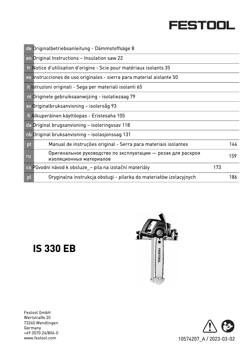 Page 1 de la notice Manuel utilisateur Festool IS 330 EB