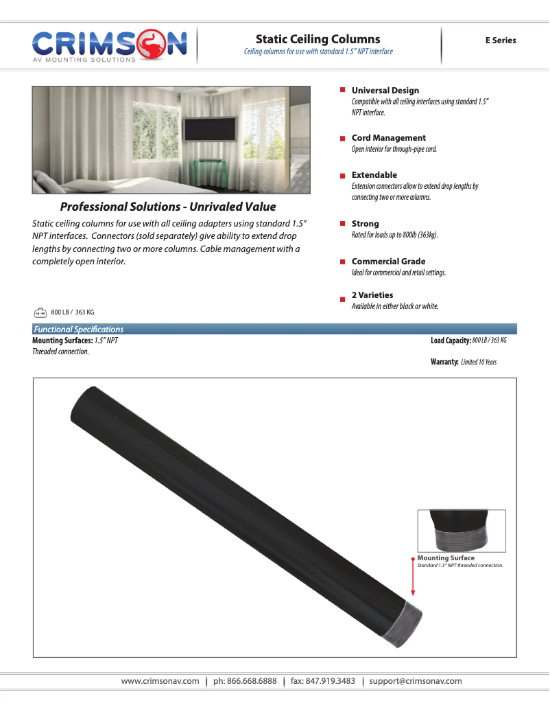 Page 1 de la notice Fiche technique Crimson E5-BK