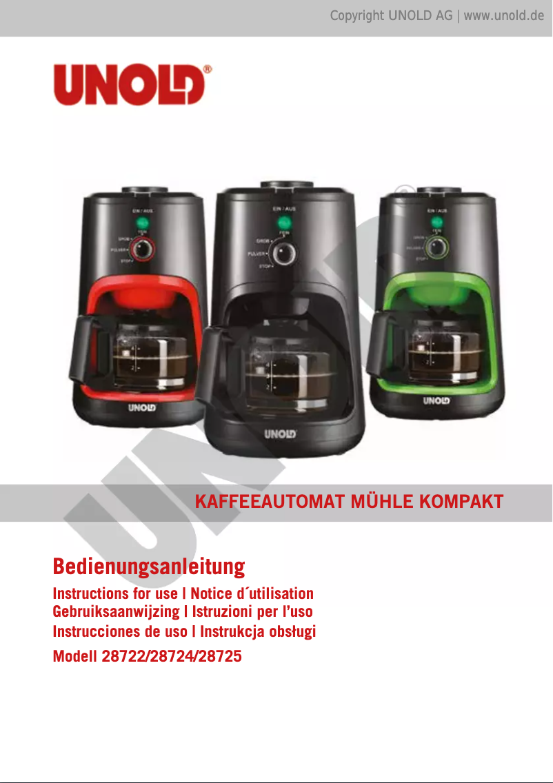 Page n°1 - Manuel utilisateur Unold Kompakt 28724