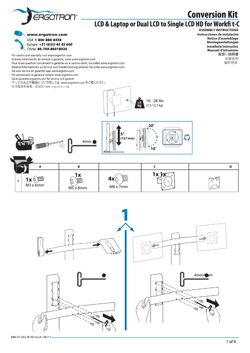 Page 1 de la notice Manuel utilisateur Ergotron Conversion Kit