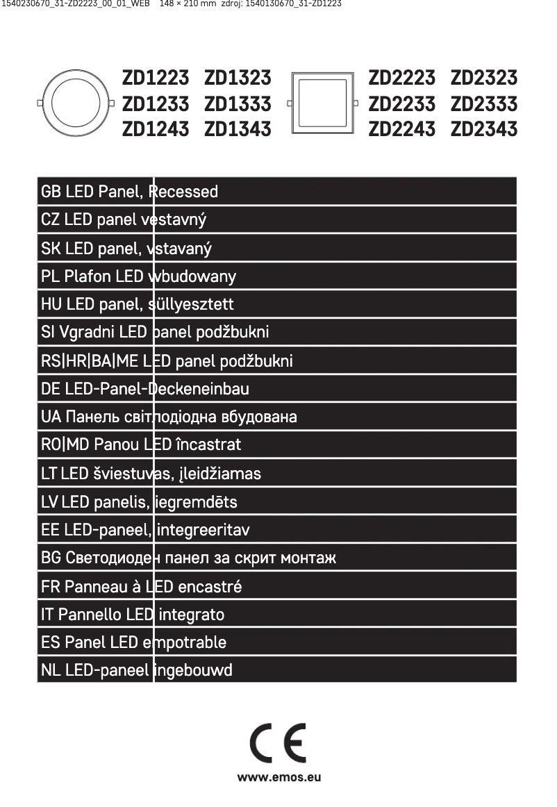 Imagen de la primera página del manual del dispositivo ZD2223