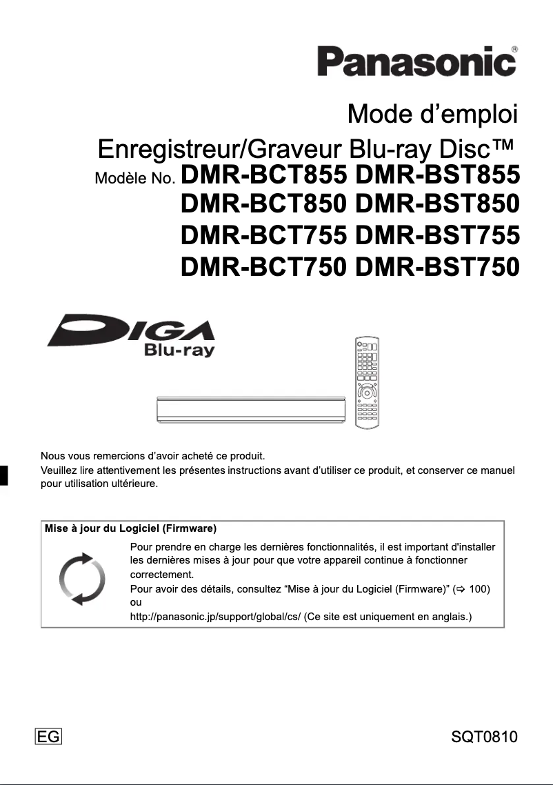 Imagen de la primera página del manual del dispositivo DMR-BST755