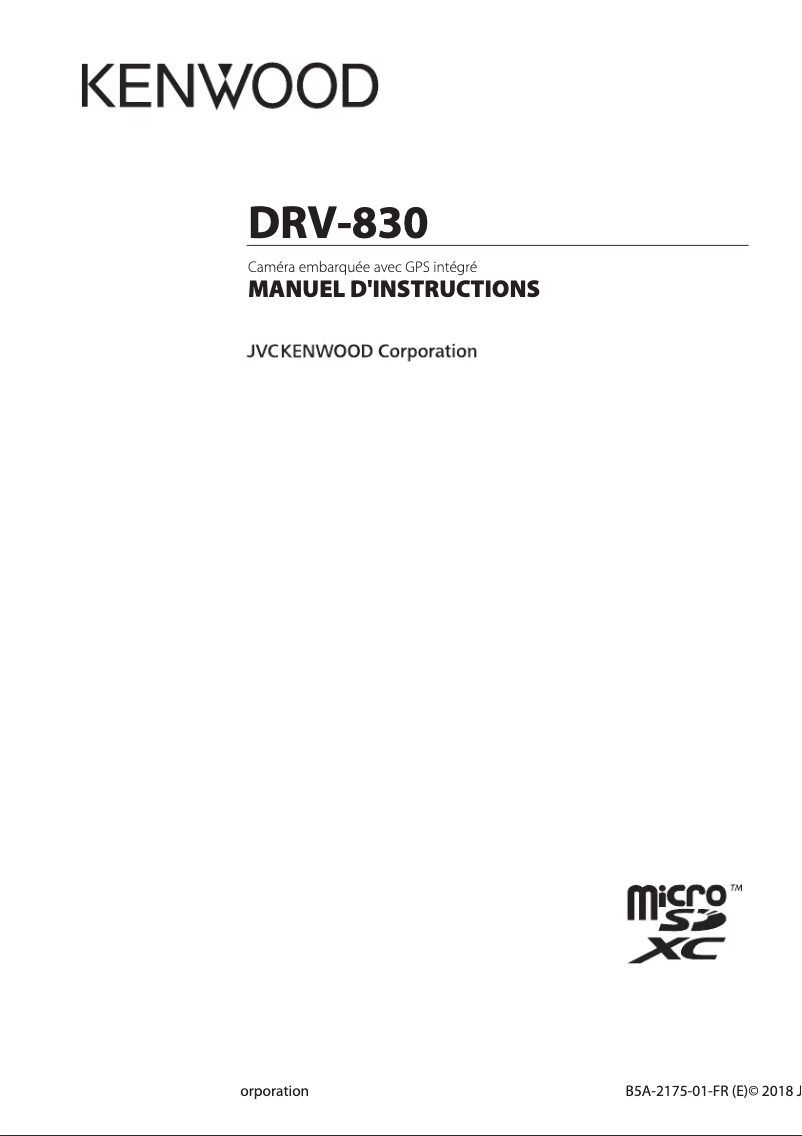 Page 1 de la notice Manuel utilisateur Kenwood DRV-830