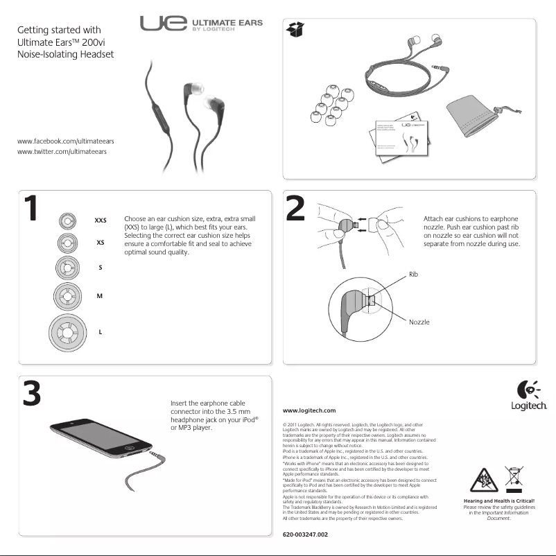Página 1 del manual Manual de usuario Ultimate Ears 200