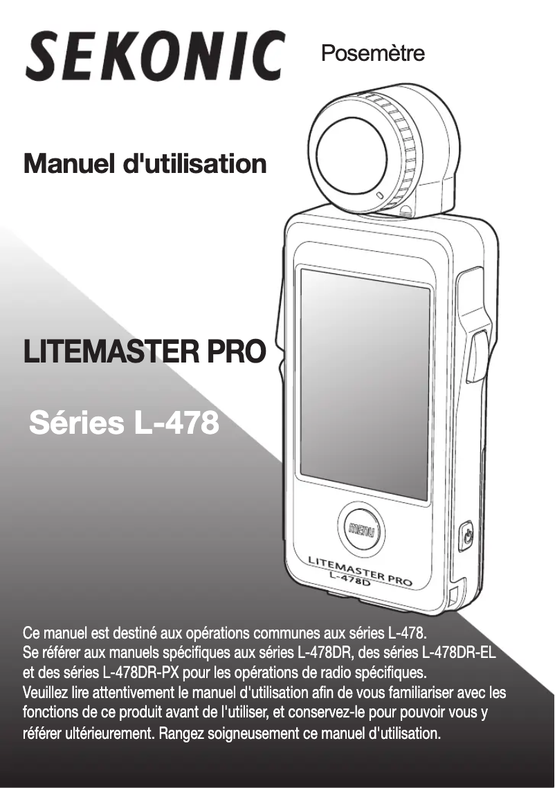 Page n°1 - Manuel utilisateur Sekonic LiteMaster Pro L-478DR