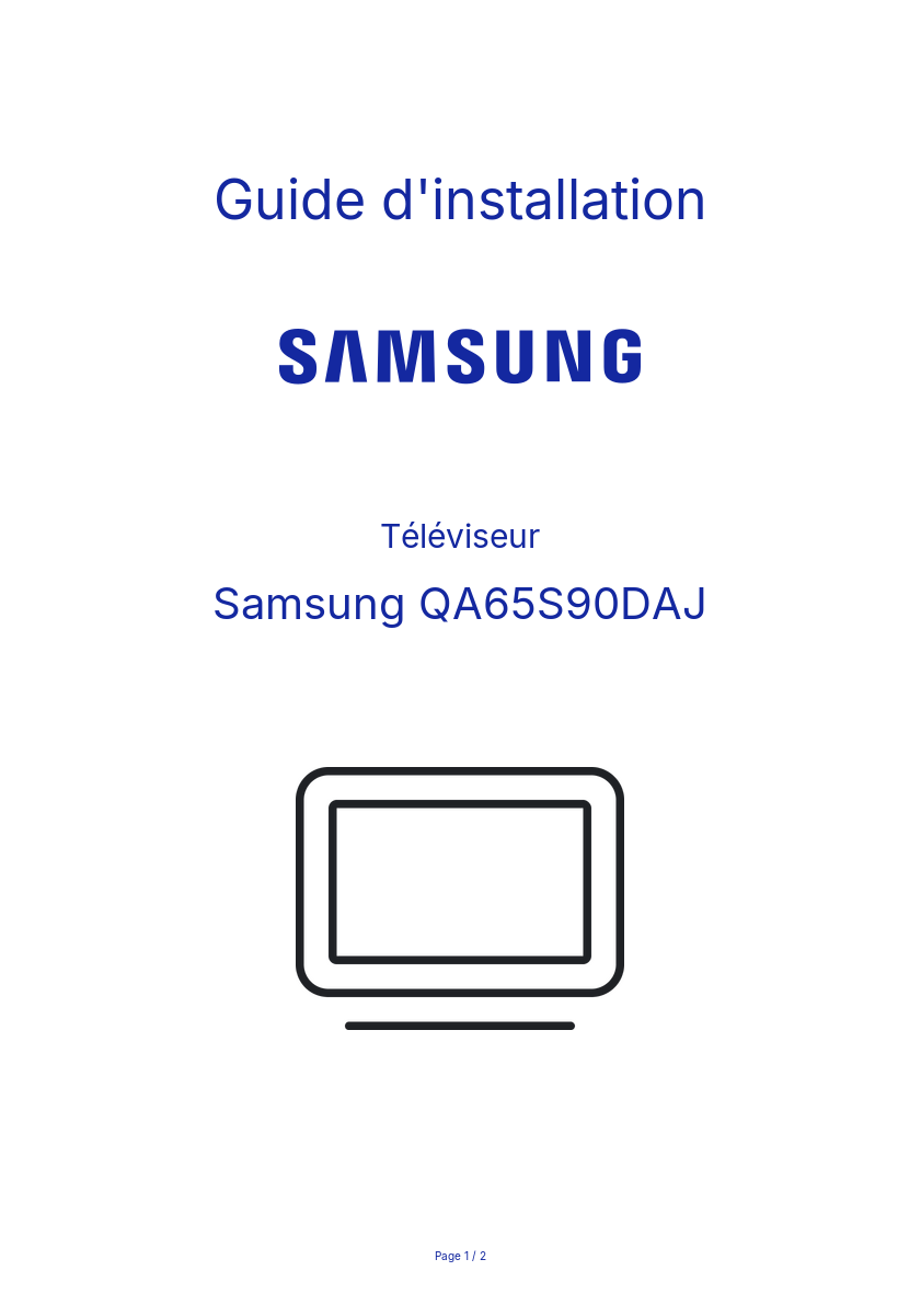 Page n°1 - Guide d'installation Samsung QA65S90DAJ