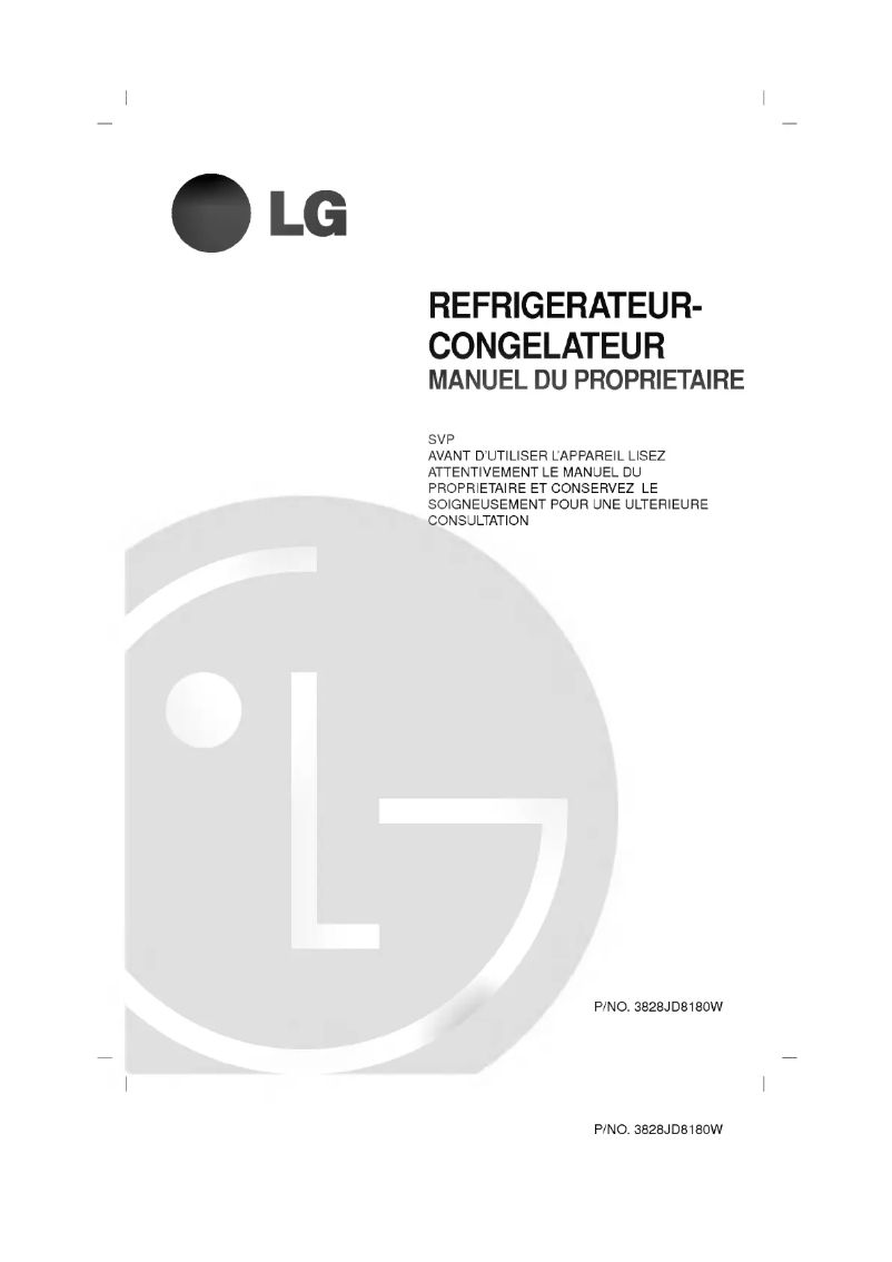 Page 1 de la notice Manuel utilisateur LG GR-602TVF