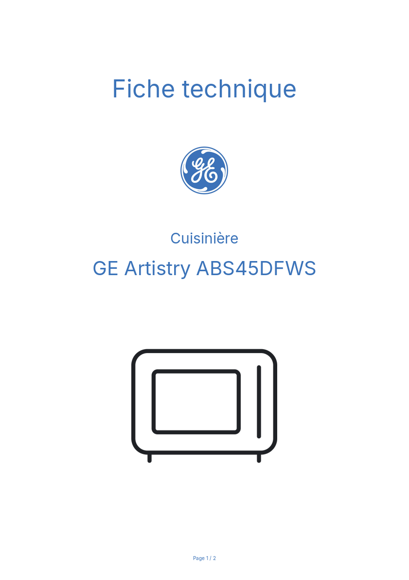 Image de la première page du manuel de l'appareil Artistry ABS45DFWS