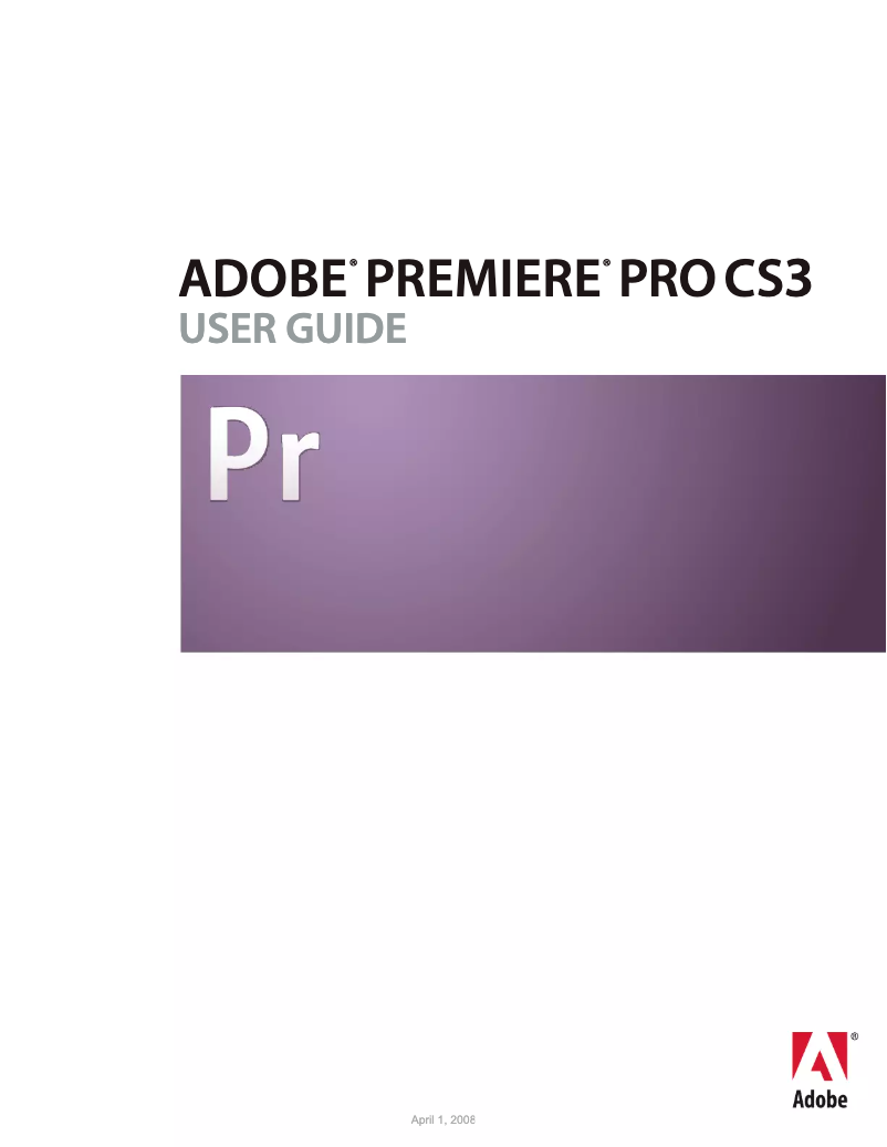 Image de la première page du manuel de l'appareil Premiere Pro CS3