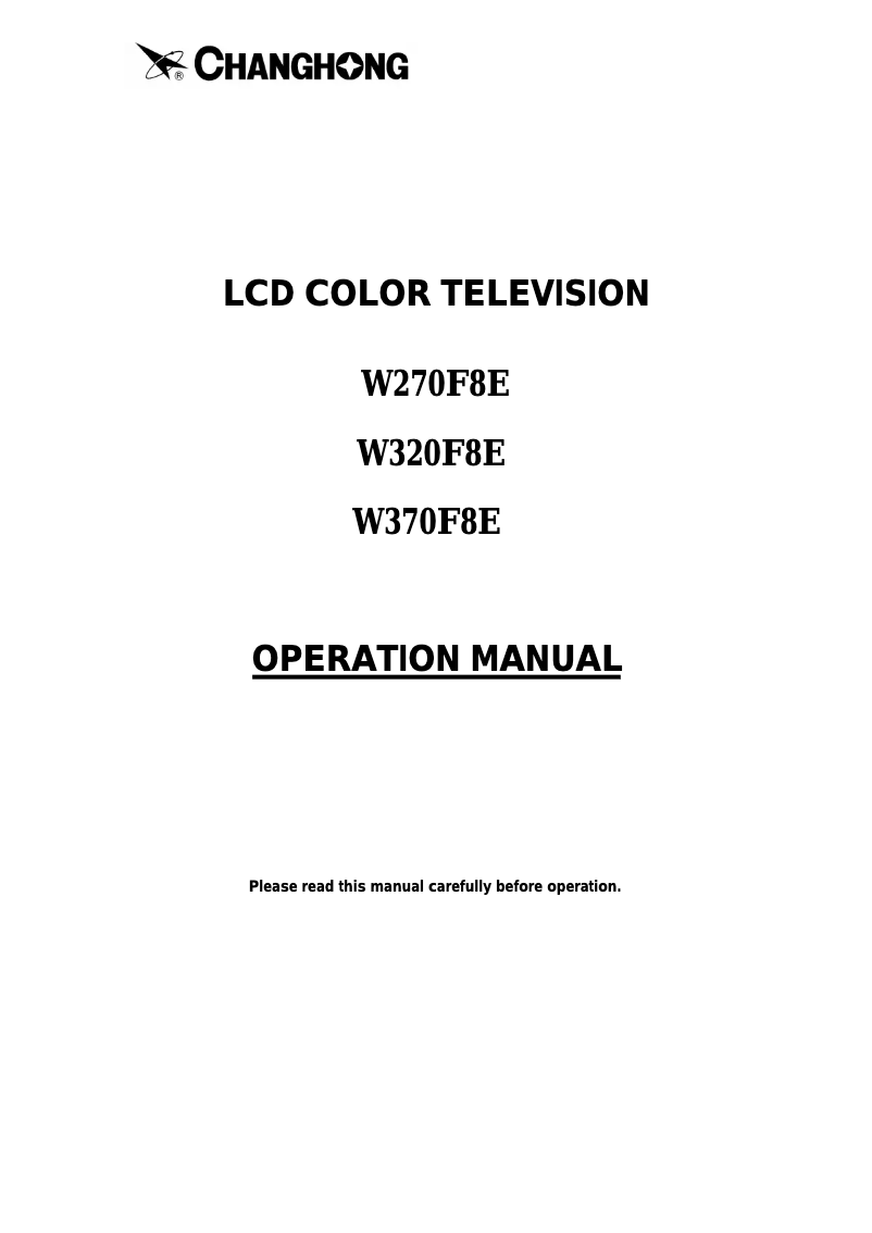Page 1 de la notice Manuel utilisateur Changhong W270F8E