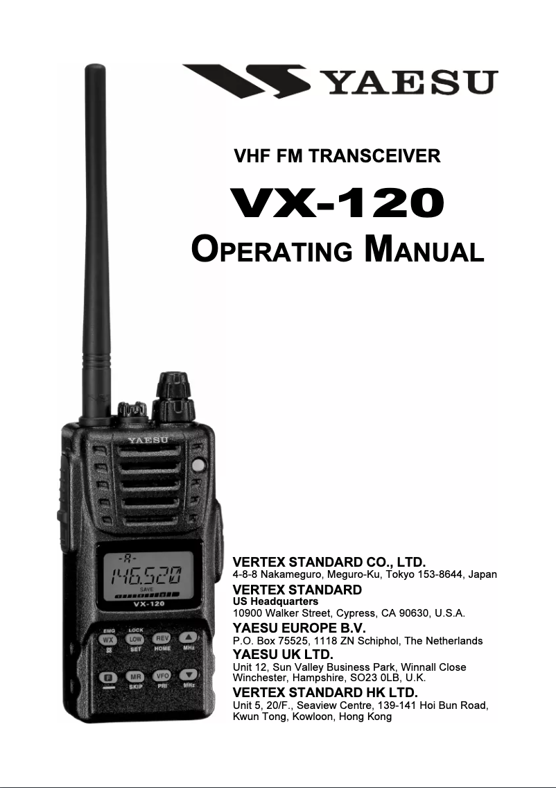 Página 1 del manual Manual de usuario Yaesu VX-120
