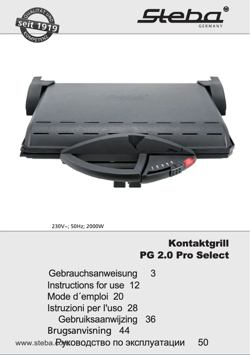Page 1 de la notice Manuel utilisateur Steba PG 2.0