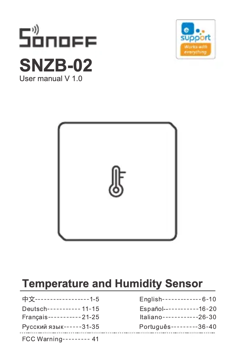 Page 1 de la notice Manuel utilisateur Sonoff SNZB-02