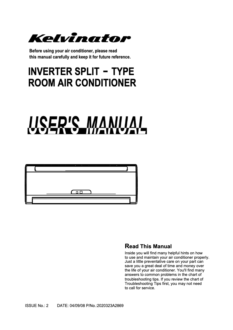 Image de la première page du manuel de l'appareil KSV70HRA