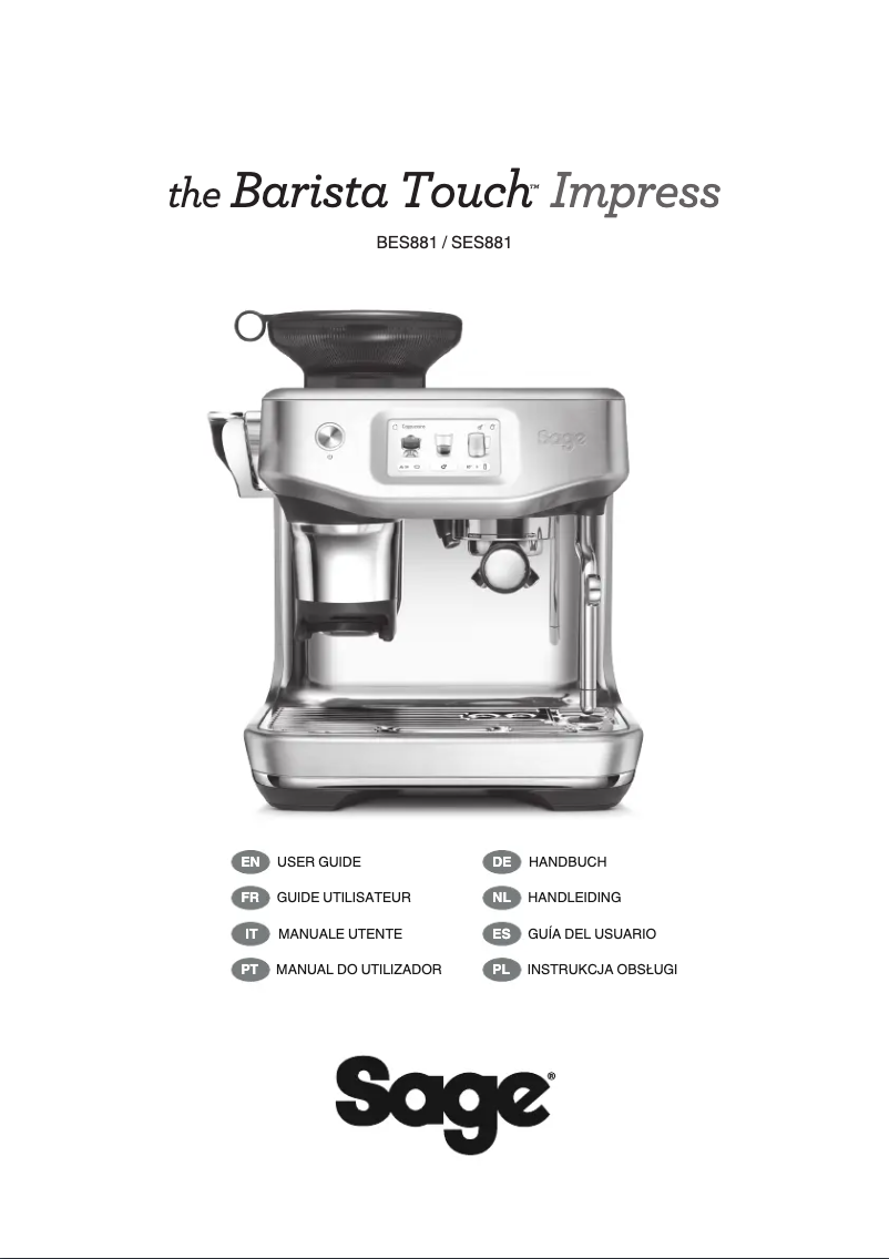 Page n°1 - Manuel utilisateur Sage the Barista Touch Impress SES881