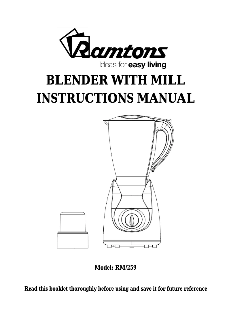 Page 1 de la notice Manuel utilisateur Ramtons RM/259