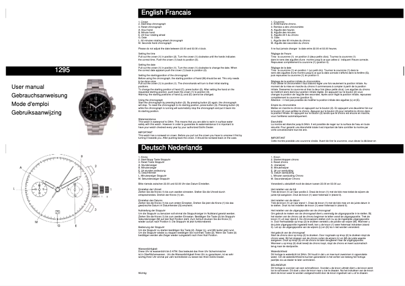 Page n°1 - Manuel utilisateur Davis 1295