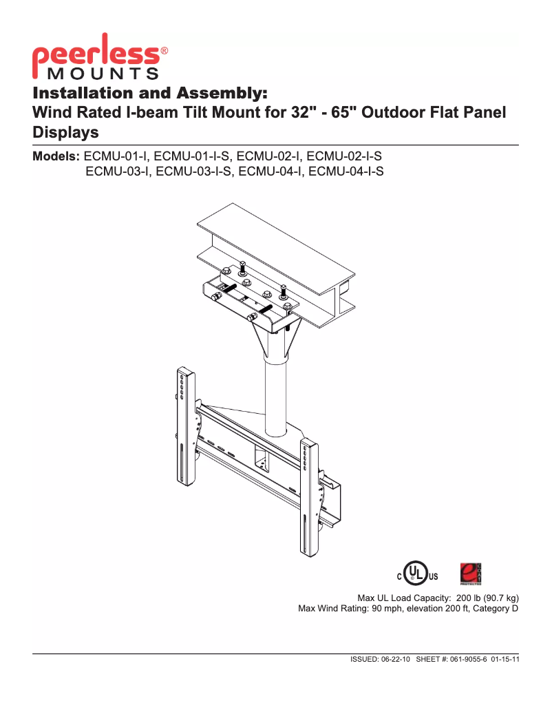 Page n°1 - Manuel utilisateur Peerless-AV ECMU-02-I-S
