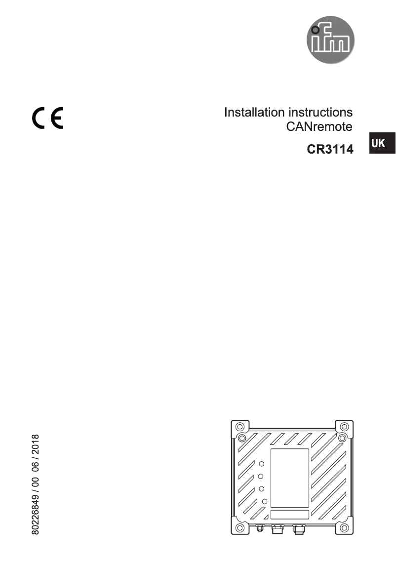 Page n°1 - Manuel utilisateur IFM CR3114