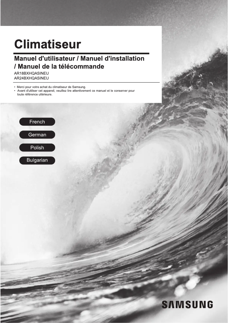 Page 1 de la notice Manuel utilisateur Samsung AR24BXHQASIN