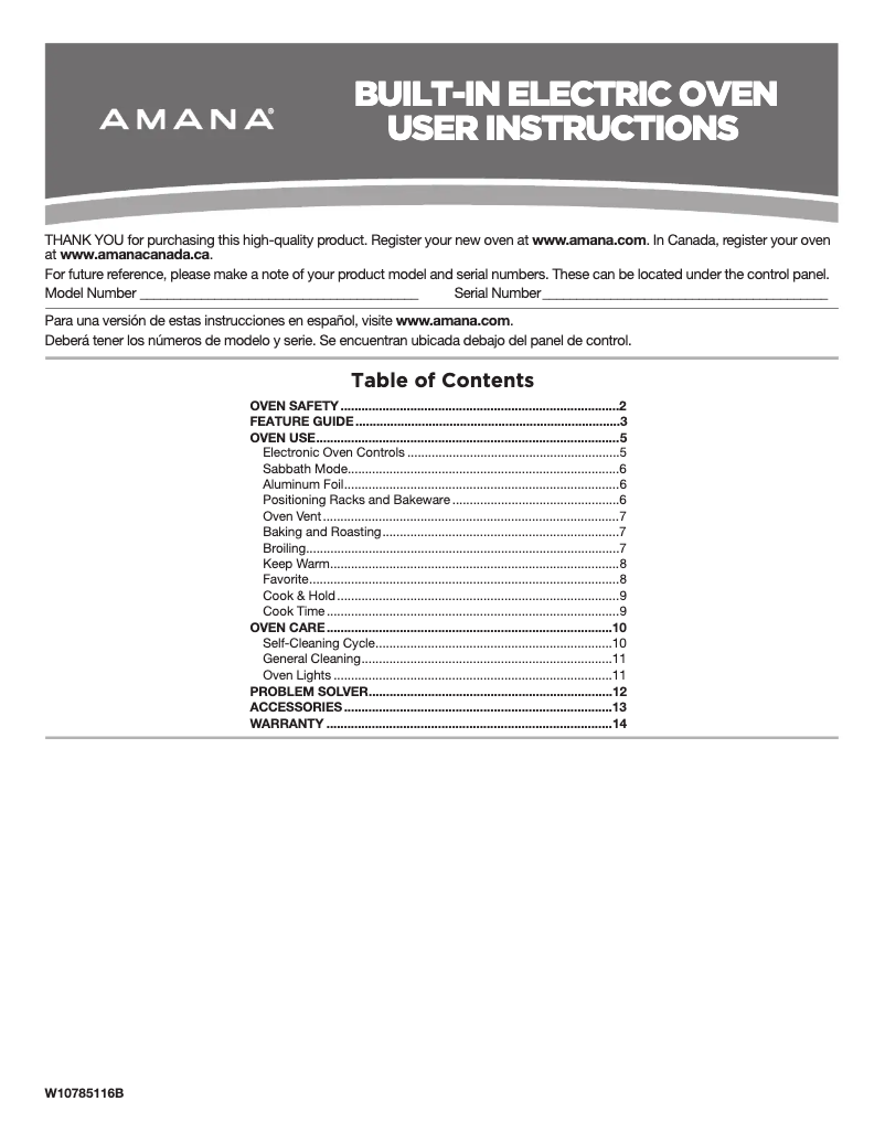 Page n°1 - Manuel utilisateur Amana AWO6317SFS