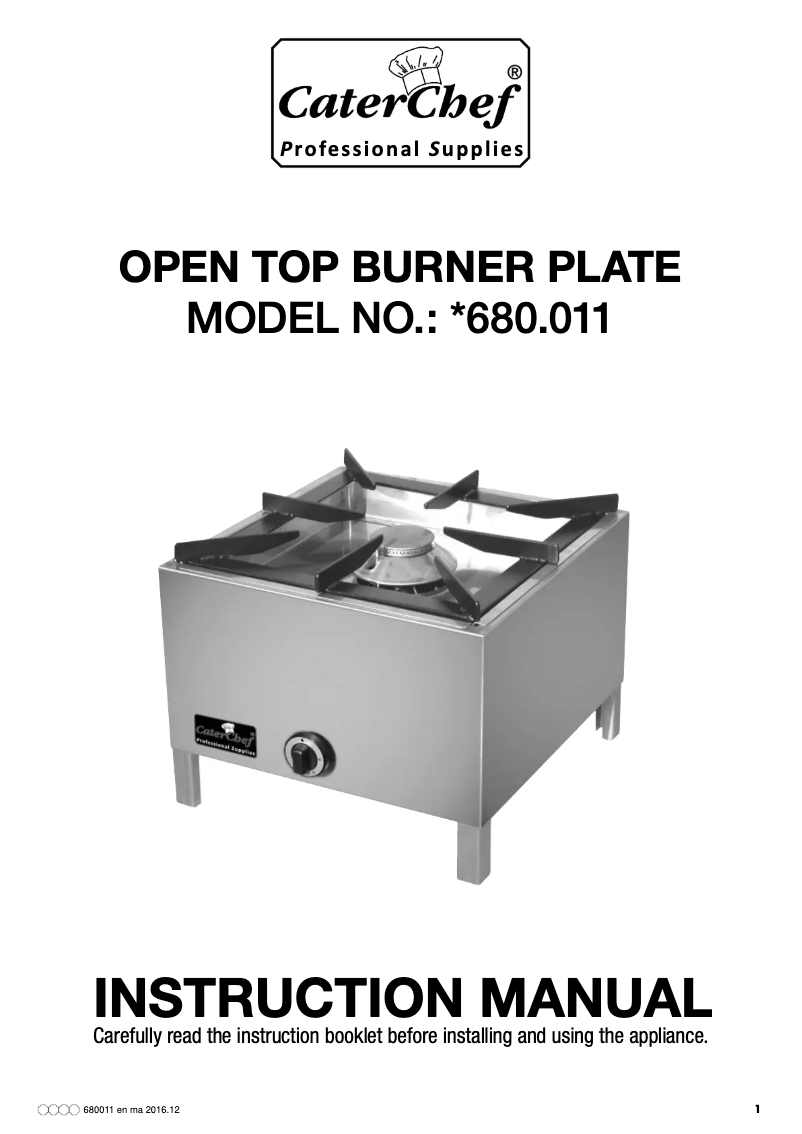 Page 1 de la notice Manuel utilisateur CaterChef 680011