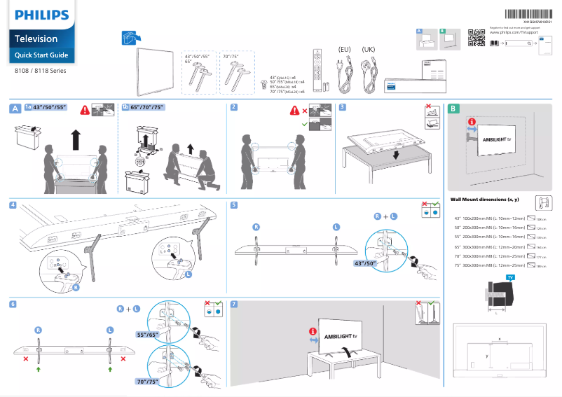 Page 1 of the manual Quick Start Guide Philips 50PUS8108